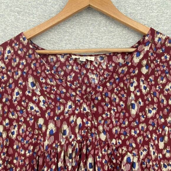 Umgee Dress Womens 1XL Burgandy Wine Baby Doll Long Sleeve Short Boho Chic - Picture 4 of 12